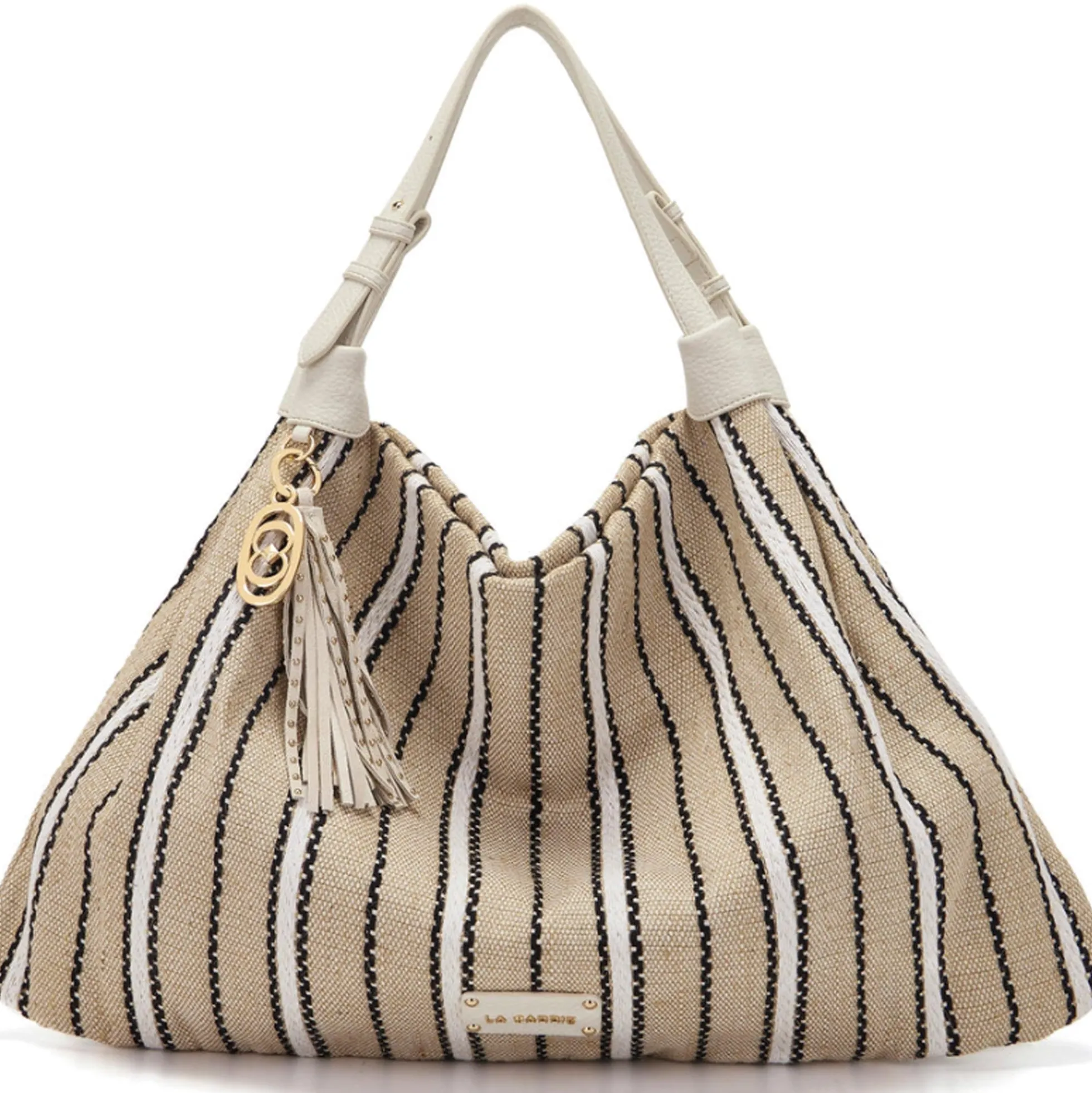 Shopper Canvas bicolor La Carrie 161M-TX-302-CAS borsa avorio