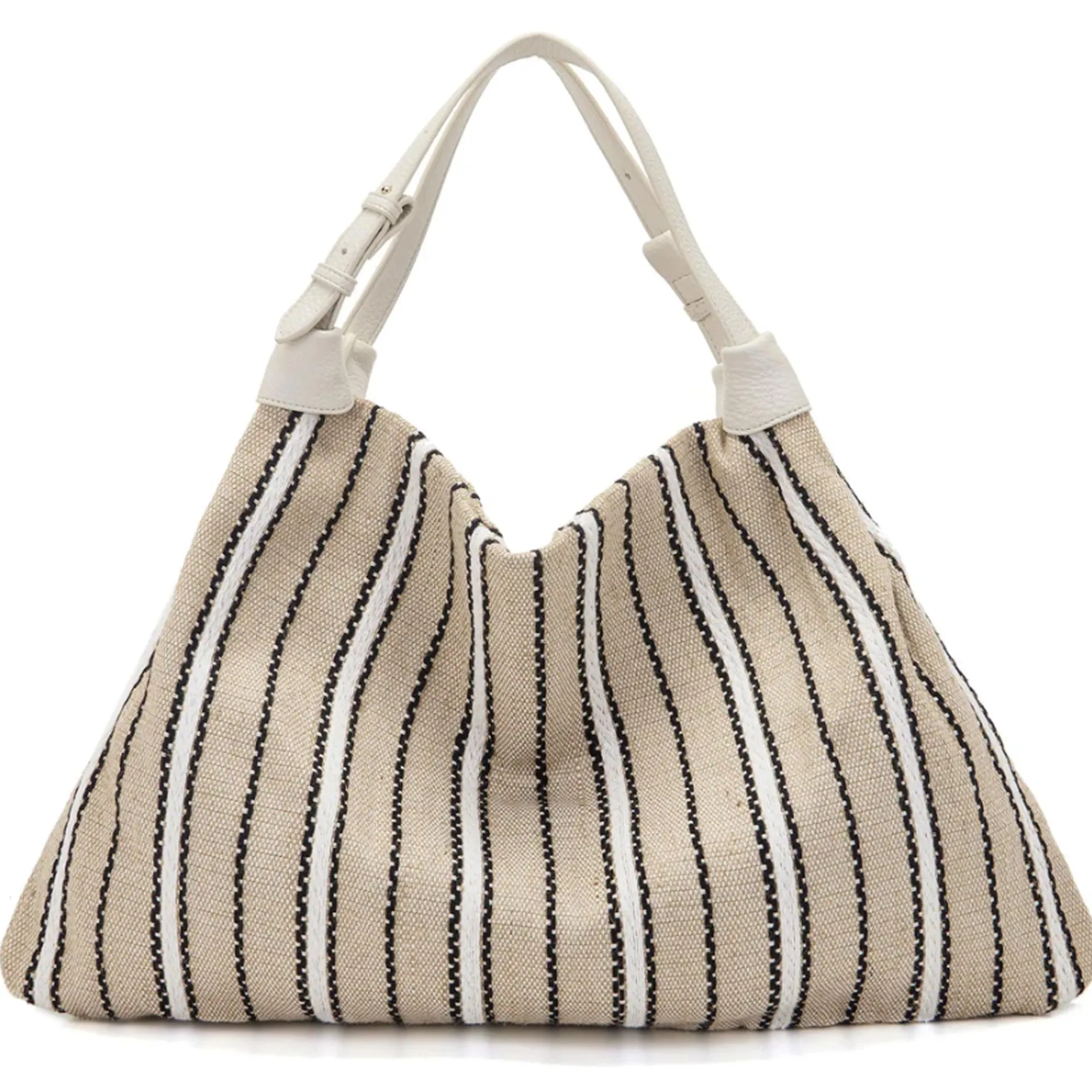Shopper Canvas bicolor La Carrie 161M-TX-302-CAS borsa avorio